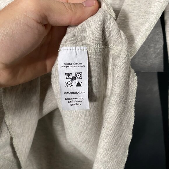 Wings + Horns Classic Long Sleeve Cotton Henley T-shirt Gray men's size Small - Picture 4 of 5